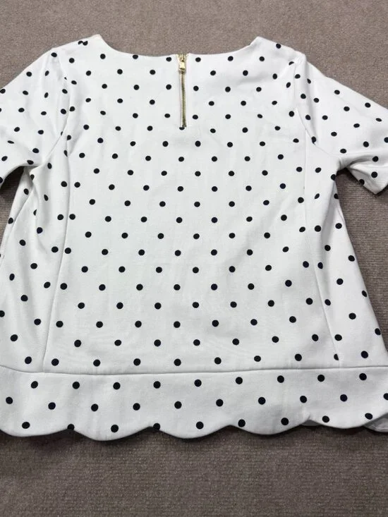Talbots Petites Polka Dot Scallop Hem Top Large Petite - Picture 4 of 7